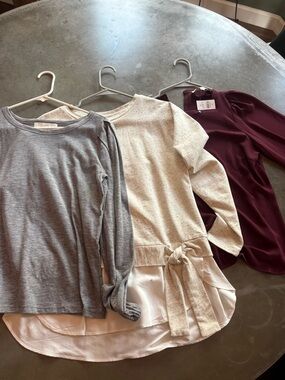 LOFT Gray, Cream & Burgundy Women’s Blouse Trio